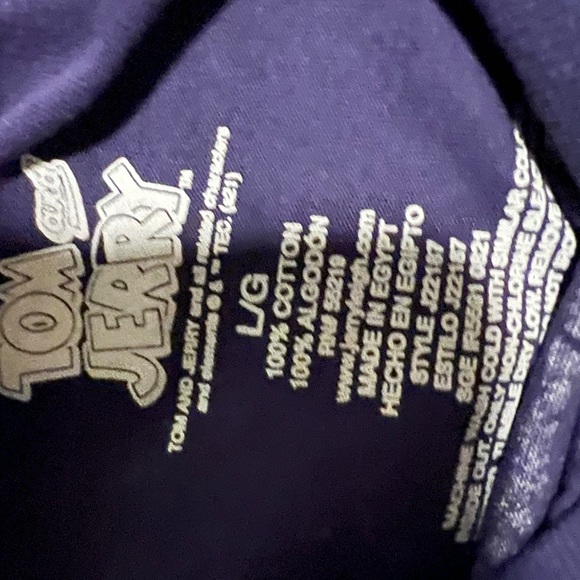 NWT LARGETOM & JERRY JUNIORS LICENSED GRAPHIC TEE. Purple 100% cotton - Picture 6 of 6